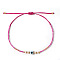 Bohemian Glass Seed Beaded Braided Bead Bracelets, Resin Evil Eye Jewelry for Women, Camellia, Inner Diameter: 11 inch(28cm)
