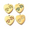 304 Stainless Steel Rhinestone Pendants, Ion Plating(IP), Heart with Paw Print Charm, Real 14K Gold Plated, Mixed Color, 15.5x15x2mm, Hole: 1.4mm