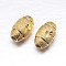 Real 18K Gold Plated Oval Sterling Silver Textured Beads, Golden, 10x6mm, Hole: 2mm