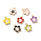 Alloy Enamel Pandants, Lead Free & Cadmium Free, Light Gold, Flower Charm, Mixed Color, 16x13.5x3mm, Hole: 1.4mm