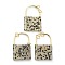 Natural Dalmatian Jasper Pendants, with Golden Plated Brass Findings, Lock, 46.5~47x30x7mm, Hole: 6mm