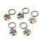 Alloy Keychain, with Gemstone Chip Beads, Flat Round with Tree of Life, 5.5cm