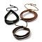 PU Leather & Waxed Cord Triple Layer Multi-strand Bracelet, Braided Adjustable Bracelet, Mixed Color, Inner Diameter: 2-1/8~3-1/8 inch(5.4~8cm)