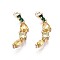 Brass Micro Pave Champagne Yellow Cubic Zirconia Pendant, Banana, Real 18K Gold Plated, 16x3.5x2.5mm, Hole: 1.4mm