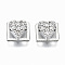 Brass Micro Pave Cubic Zirconia Cabochons, Fit Floating Locket Charms, Heart, Clear, 7x7x2.5mm