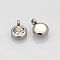 Trendy Original Color 304 Stainless Steel Faceted Grade A Rhinestone Flat Round Charms Pendants, April Birthstone Charms, Stainless Steel Color, Crystal, 9x6.5x4mm, Hole: 2mm