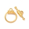 Alloy Toggle Clasps, Round Ring Shape with Flower, Matte Gold Color, Ring: 18x15x4mm, Bar: 7x21x4mm, Hole: 2.5mm