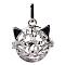 Rack Plating Brass Cage Hollow Kitten Pendants, Nickel Free, for Chime Ball Pendant Necklaces Making, Cat Heat Shape, Platinum, 26x25x25mm, Hole: 4x8mm, inner measure: 18mm