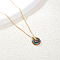 201 Stainless Steel Cable Chain Necklaces, Bohemian Style Enamel Flower Pendant Necklace for Women, Real 18K Gold Plated, Turquoise, 15-3/4 inch(40cm)
