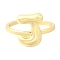 Rack Plating Brass Open Cuff Rings, Long-Lasting Plated, Letter, Letter J, 14mm