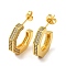 Brass Micro Pave Clear Cubic Zirconia Stud Earrings for Women, Letter C, Real 16K Gold Plated, 18.5x3.5mm