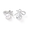 Alloy Crystal Rhinestone Pendants, with ABS Plastic Imitation Pearl, Bowknot Charms, Platinum, 18x18x9.5mm, Hole: 2.5mm
