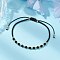 Glass Braided Bead Bracelets, Rondelle, with Brass & Seed Beads, Black, Inner Diameter: 3-3/8~5-1/8 inch(8.5~13.1cm)
