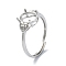 Adjustable 925 Sterling Silver Ring Components, with Cubic Zirconia, For Half Drilled Beads, Real Platinum Plated, 1.5~4.5mm, Inner Diameter: 17.2mm