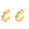 Rack Plating Brass Cubic Zirconia Horn Stud Earrings, Long-Lasting Plated, Lead Free & Cadmium Free, Real 18K Gold Plated, 20.5x19x6mm