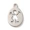 Non-Tarnish 201 Stainless Steel Pendants, Laser Cut, Oval witb Human Charm, Stainless Steel Color, 16x10x1mm, Hole: 1.6mm