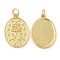 Brass Pendants, with Jump Ring, Long-Lasting Plated, Lead Free & Cadmium Free, Oval Charm, Real 18K Gold Plated, 20.5x14.5x2mm, Hole: 3mm