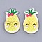 Acrylic Cabochons, with Glitter Powder, Pineapple, Yellow, 32x19x2mm