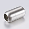 Tarnish Resistant 304 Stainless Steel Magnetic Clasps with Glue-in Ends, Frosted, Barrel, Stainless Steel Color, 21x12mm, Hole: 8mm