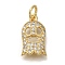 Rack Plating Brass Micro Pave Cubic Zirconia Charms, Cadmium Free & Lead Free, Long-Lasting Plated, Ghost, Real 18K Gold Plated, 13.5x8x2.5mm, Hole: 3mm