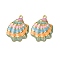 304 Stainless Steel Enamel Pendants, Shell Shape Charm, PVD Vacuum Plating, Real 18K Gold Plated, Colorful, 32x24.5x3.5mm, Hole: 1.8mm