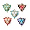 Glass Seed Beads Triangle Pendants, with Glass & Brass Beads & Real 18k Plated Golden 304 Stainless Steel Jump Ring, Mixed Color, 26x28x8mm, Hole: 3mm