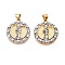 Brass Micro Pave Cubic Zirconia with ABS Imitation Pearl Pendants, Cadmium Free & Lead Free, Flat Round Charms, Real 18K Gold Plated, 23x20x3.5mm, Hole: 3x5mm