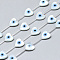 Natural White Shell Mother of Pearl Shell Beads, with Natural Turquoise, Heart with Evil Eye, Deep Sky Blue, 10x10x3mm, Hole: 0.5mm