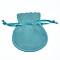 Double Sided Velvet Bags, Calabash Shape Drawstring Jewelry Pouches, Medium Turquoise, 14.3x11.7x0.16cm