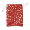 Gold Stamping Christmas Velvet Storage Bags, Drawstring Bags, Rectangle, Red, Star, 12x9x0.01cm