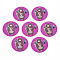 Spray Painted Iron Pendants, Rubberized Style, 3D Printed,  Bear Print Pattern, Flat Round, Dark Violet, 25.5x0.8mm, Hole: 1.2mm