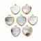 Electroplate Black Lip Shell Pendants, with Half Drilled Hole, Heart, Gainsboro, 17~18x15x3mm, Hole: 0.9~1.8mm