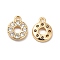 Plating Brass Micro Pave Cubic Zirconia Pendants, Cadmium Free & Nickel Free & Lead Free, Round, Real 18K Gold Plated, 10x8x1.7mm, Hole: 1.2mm
