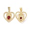 Brass Micro Pave Clear Cubic Zirconia Pendants, Cadmium Free & Lead Free, Heart with Owl Charms, Golden, Red, 32.5x30x6mm, Hole: 3.5x8mm