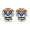 Handmade Seed Beads Pendants, with Elastic Thread, Loom Pattern, Sugar Skull, For Mexico Holiday Day of The Dead, Colorful, 32x25x1.5mm