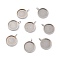 Tarnish Resistant 201 Stainless Steel Pendant Cabochon Settings, Plain Edge Bezel Cups, Flat Round, Stainless Steel Color, Tray: 12mm, 18x14x2mm, Hole: 2.5mm