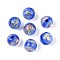 Handmade Foil Lampwork Beads, Round, Royal Blue, 10mm, Hole: 1.2~4mm