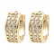 Brass with Cubic Zirconia Thick Hoop Earrings, Light Gold, 5x13mm