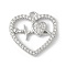 Brass Micro Pave Cubic Zirconia Pendants, Heart Shape Charms, Rack Plating, Lead Free & Cadmium Free, Platinum, 18x19x3mm, Hole: 1.6mm