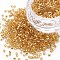 Glass Bugle Beads, Silver Lined, Gold, 1.8~2.2x1.8~2mm, Hole: 0.8~0.9mm, about 15000pcs/pound