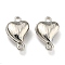 Rack Plating Alloy Magnetic Clasps, Cadmium Free & Lead Free, Heart, Long-Lasting Plated, Platinum, 12.5x8.5x4.5mm, Hole: 1mm