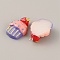 Opaque Resin Pendants, Cupcake Charms, with Platinum Tone Iron Loops, Imitation Food, Hot Pink, 32~33x21~22x9~10.5mm, Hole: 1.8mm