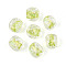 Handmade Foil Lampwork Beads, Cuboid, Faceted, Green Yellow, 12~13x10.2~11x10.2~11mm, Hole: 1.2~1.5mm, about 40pcs/strand, 19.29~19.69''(49~50cm)