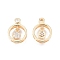 Brass Pave Clear Cubic Zirconia Charms, Nickel Free, Ring with Flower, Real 18K Gold Plated, 14x10x3.5mm, Hole: 0.9mm