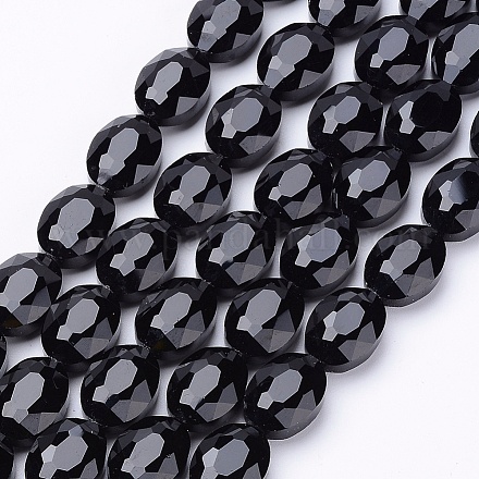 Граненые черные овальные стеклянные бусины X-GLAA-S003-16x13mm-05-1