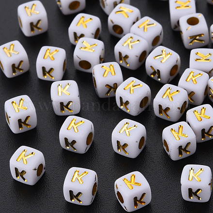 Непрозрачные белые акриловые бусины X-MACR-Q242-010K-1