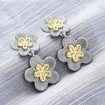 Серьги-гвоздики с цветком из латуни EJEW-H158-11GP-1