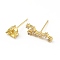 Cubic Zirconia Constellation Asymmetrical Earrings, Real 18K Gold Plated Brass Stud Earrings, Cadmium Free & Lead Free, Taurus, 6x16mm, 6x6mm, Pin: 0.7mm