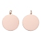 Ion Plating(IP) 304 Stainless Steel Pendants, with Jump Ring, Manual Polishing, Flat Round Charm, Stamping Blank Tag, Rose Gold, 22x1.5mm, Hole: 5mm