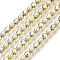Brass Rhinestone Strass Chains, Cadmium Free & Lead Free, with ABS Plastic Imitation Pearl, Rhinestone Cup Chain, Grade A, Raw(Unplated), Crystal AB, 2x2mm, 4000pcs rhinestone/bundle, about 32.8 Feet(10m)/bundle